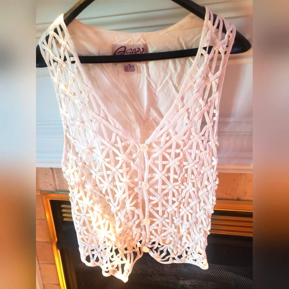 1960s ASPO lace vest off white medium
